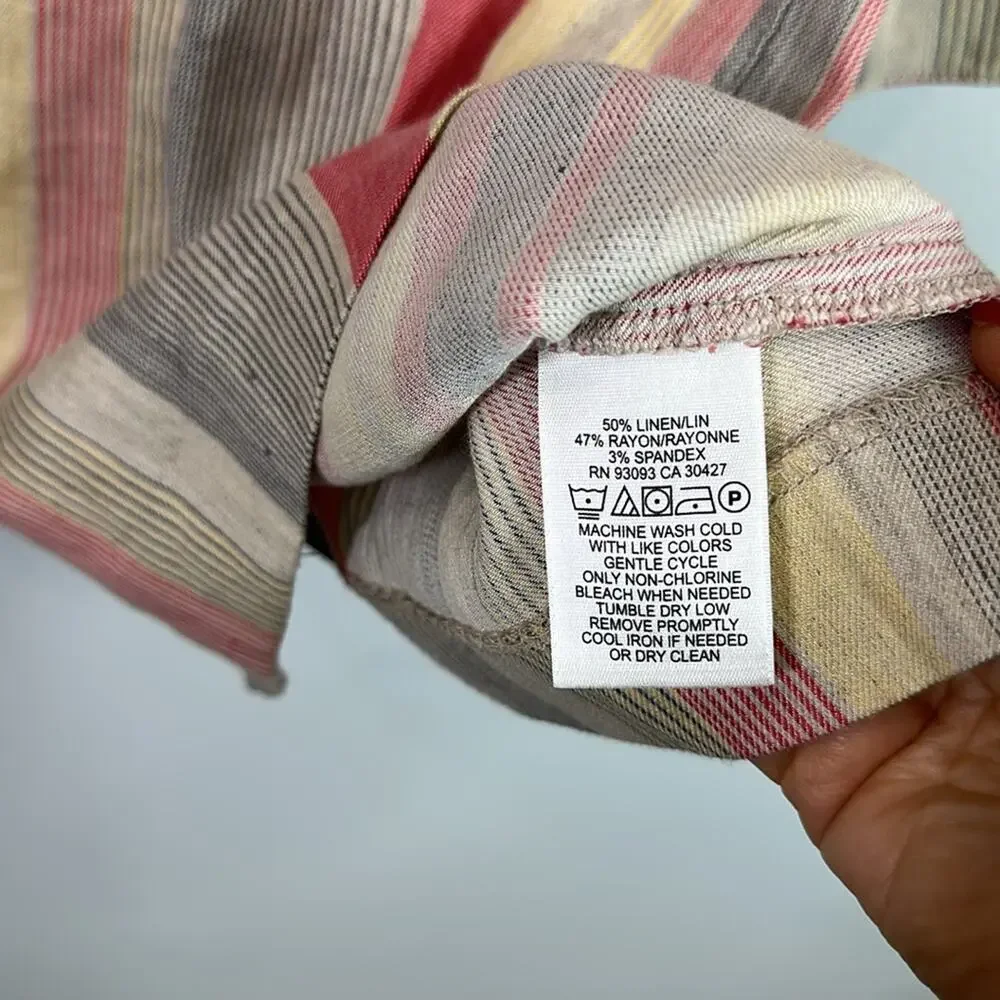 Nic + Zoe clover stripe linen blend oversized blazer size XL